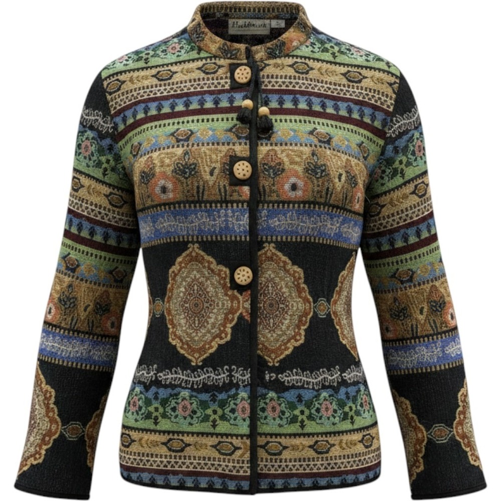 Flashback Tapestry Jacket Womens‎ 1X Woven Boho Artsy Whimsigoth Vintage